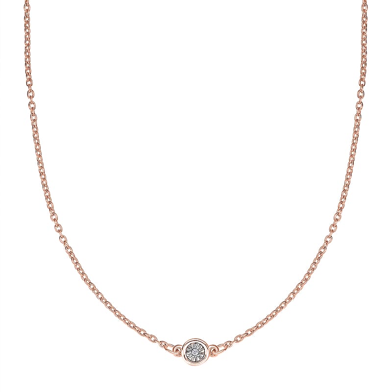 Diamond Accent Necklace 18 Inches in Vermeil Rose Gold Over Sterling Silver