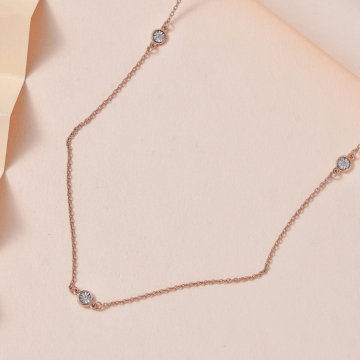 Diamond Accent Necklace 18 Inches in Vermeil Rose Gold Over Sterling Silver image number 1