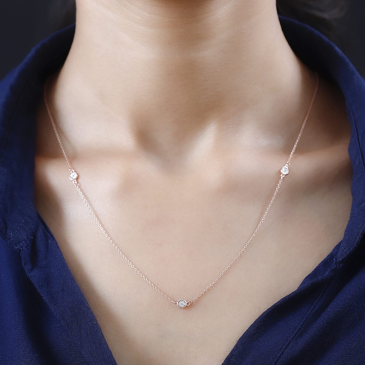 Diamond Accent Necklace 18 Inches in Vermeil Rose Gold Over Sterling Silver image number 2