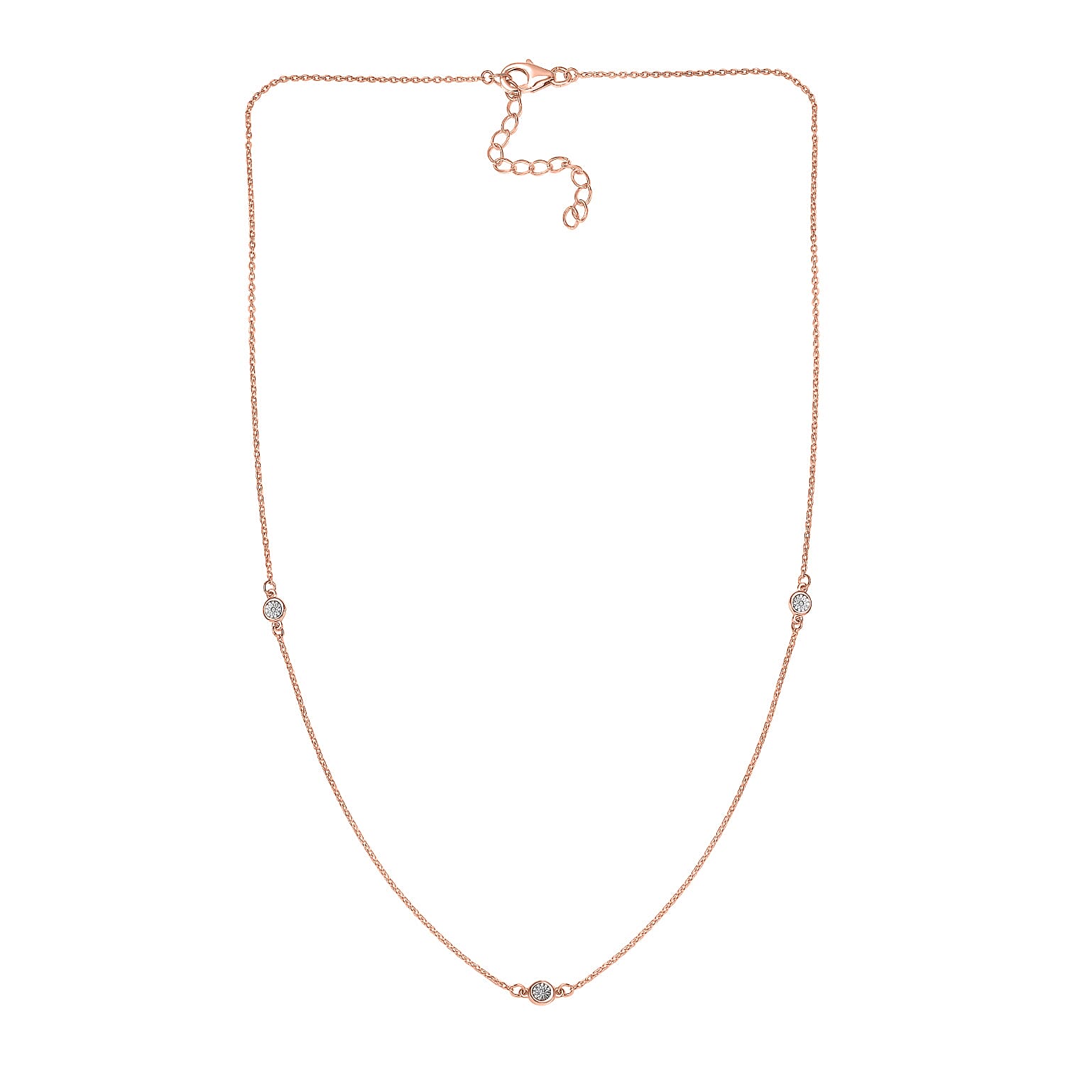 Diamond Accent Necklace 18 Inches in Vermeil Rose Gold Over Sterling Silver