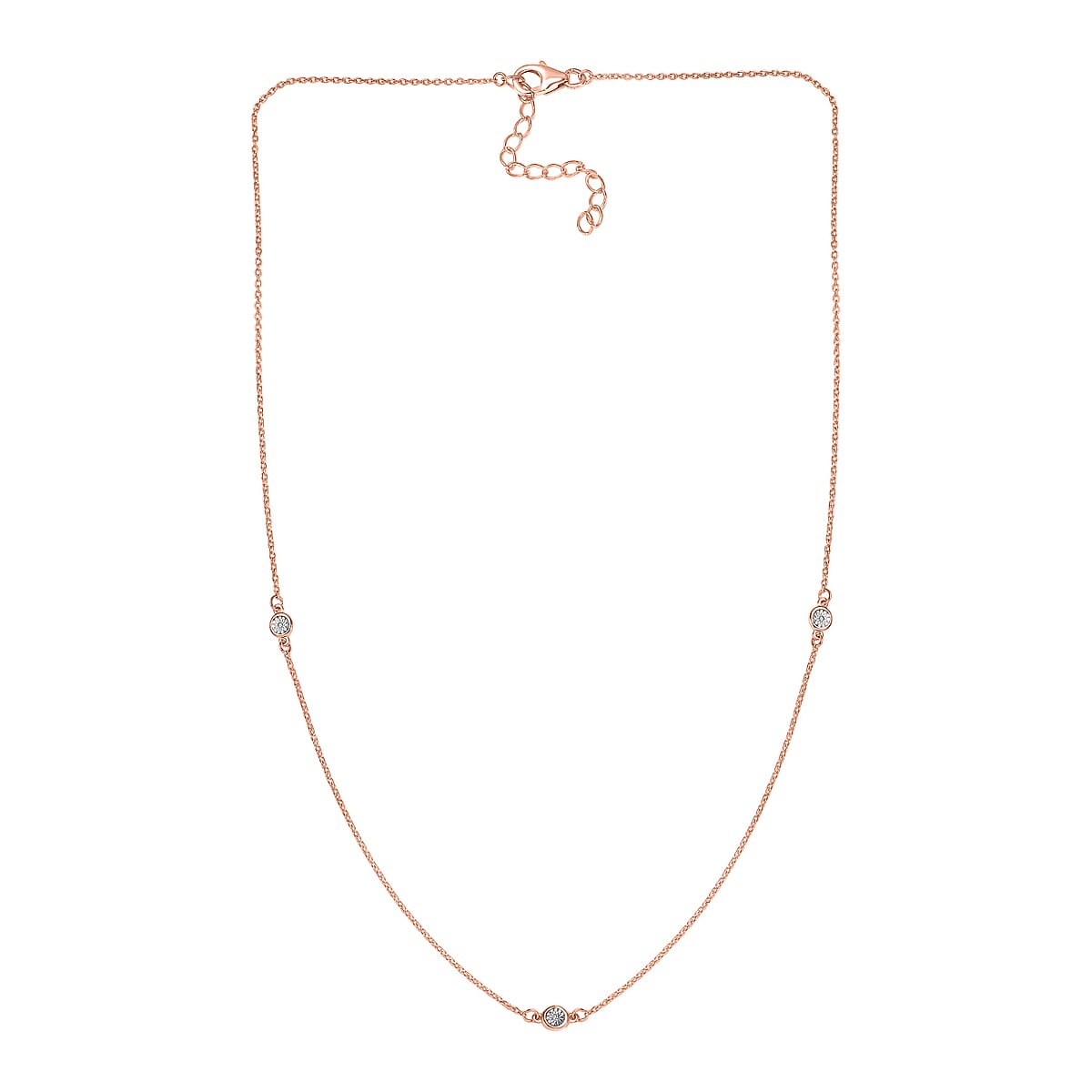 Diamond Accent Necklace 18 Inches in Vermeil Rose Gold Over Sterling Silver image number 3