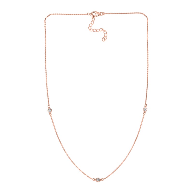 Diamond Accent Necklace 18 Inches in Vermeil Rose Gold Over Sterling Silver