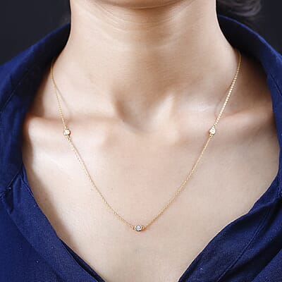 Diamond Accent Necklace 18 Inches in Vermeil Yellow Gold Over Sterling Silver