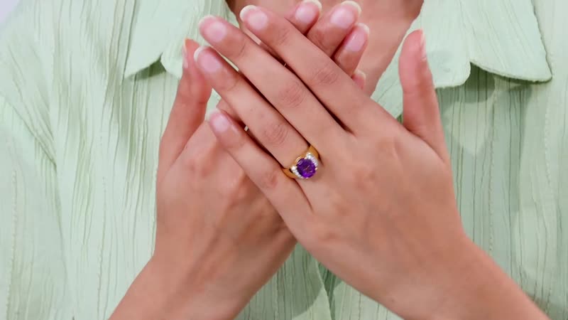 Premium Moroccan Amethyst, Moissanite Ring in Vermeil YG Over Sterling Silver (Size 10.0) 3.65 ctw