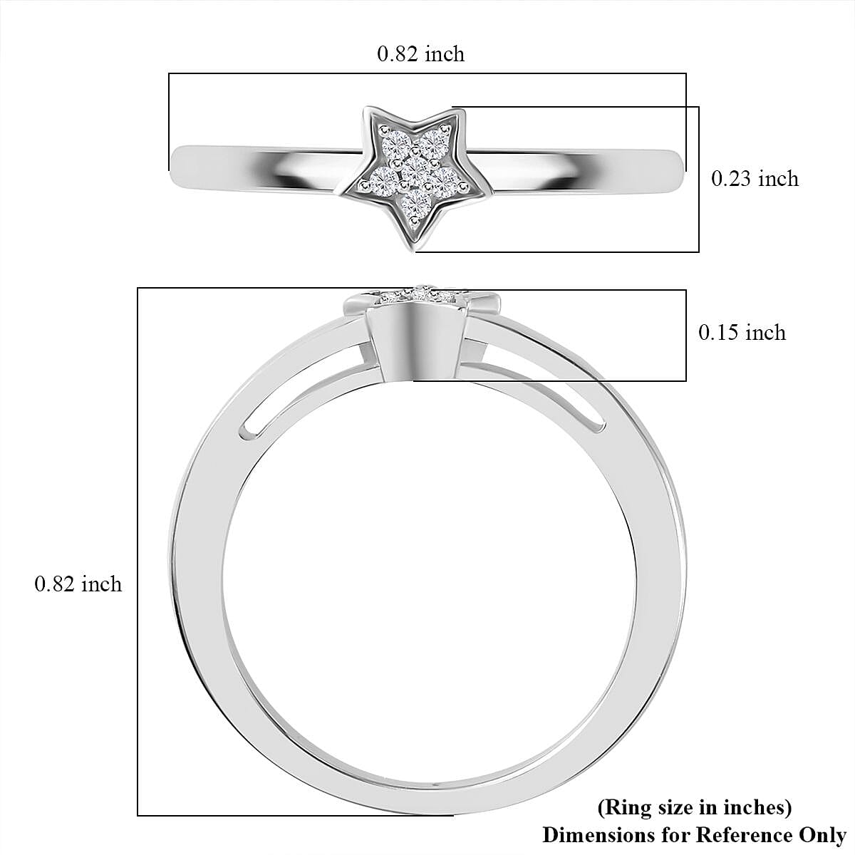 Diamond Accent Ring in Platinum Over Sterling Silver (Size 6.0)