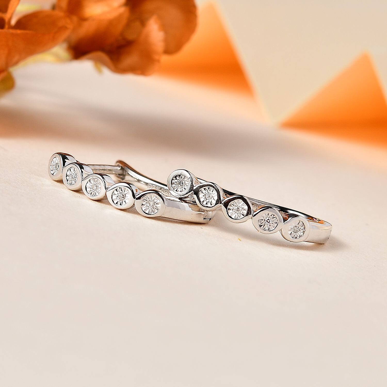 Diamond Accent Earrings in Platinum Over Sterling Silver