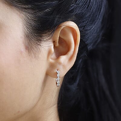 Diamond Accent Earrings in Platinum Over Sterling Silver