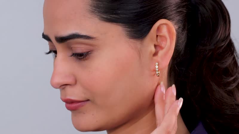 Diamond Accent Huggies Earrings in Vermeil Yellow Gold Over Sterling Silver
