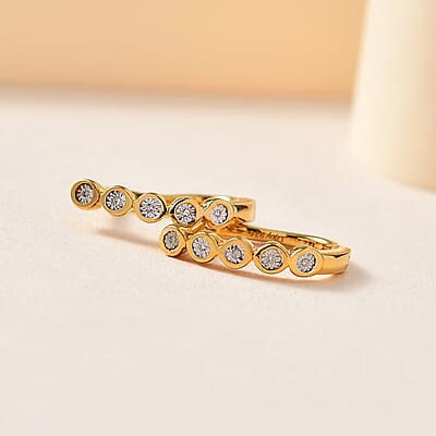 Diamond Accent Huggies Earrings in Vermeil Yellow Gold Over Sterling Silver