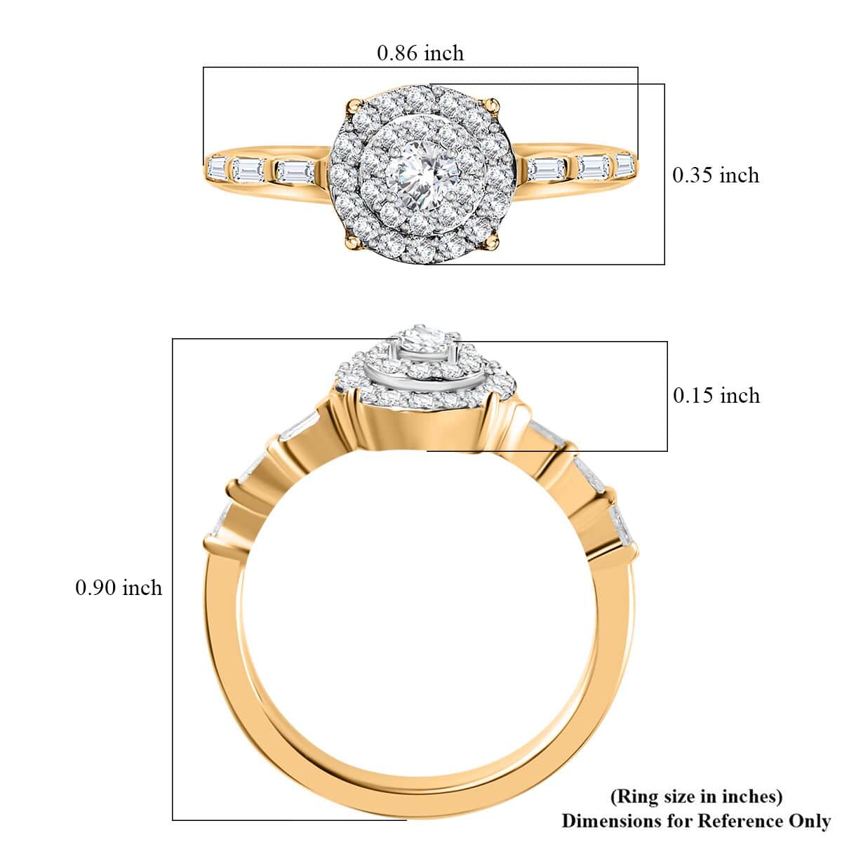 Luxoro 10K Yellow Gold G-H I3 Diamond Ring (Size 9.0) 0.50 ctw image number 5