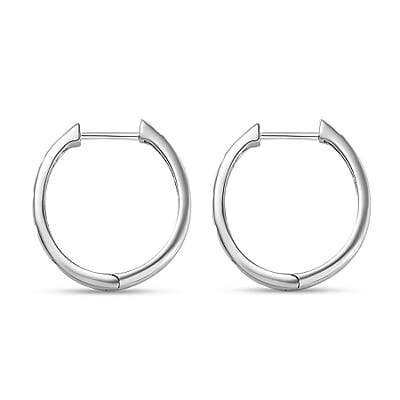 White Diamond Accent Hoop Earrings in Platinum Over Sterling Silver 0.08 ctw