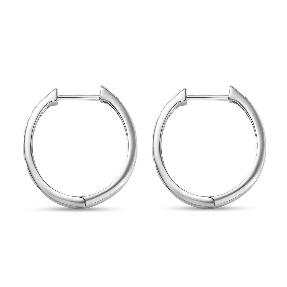 White Diamond Accent Hoop Earrings in Platinum Over Sterling Silver 0.08 ctw image number 3