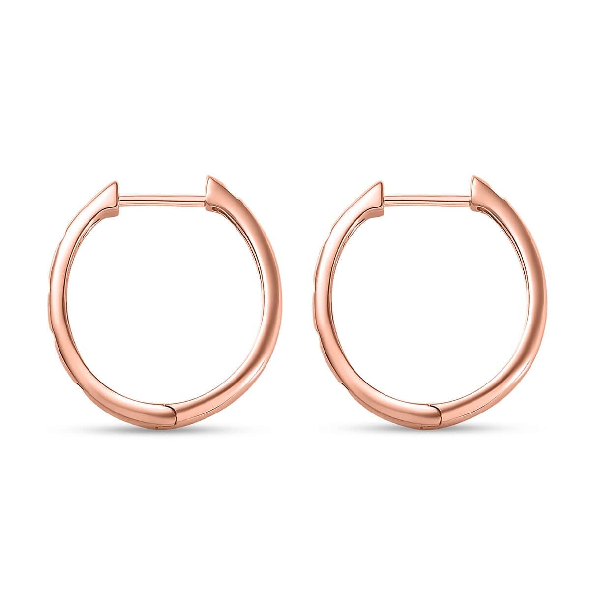White Diamond Accent Hoop Earrings in Vermeil Rose Gold Over Sterling Silver 0.08 ctw image number 3