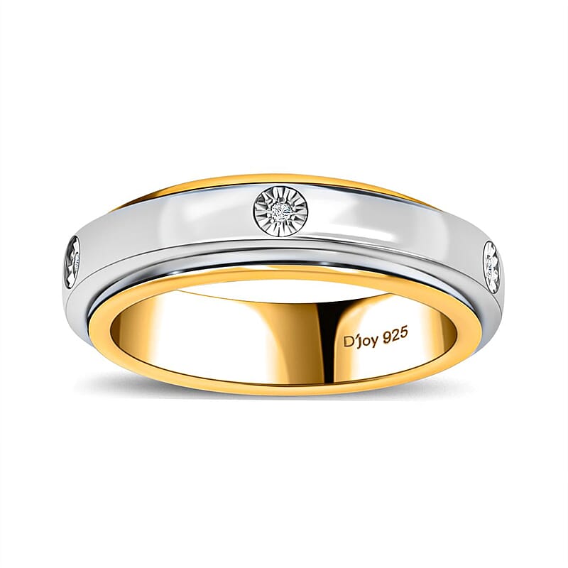 Diamond Accent Band Ring in 14K YG and Platinum Over Sterling Silver (Size 6)
