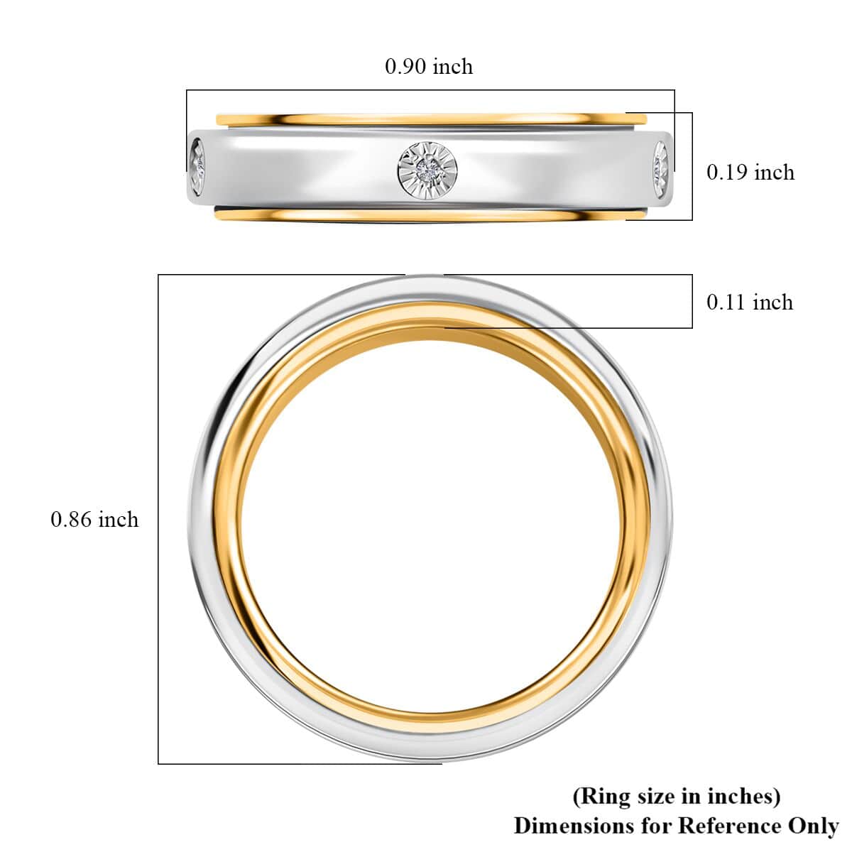 Diamond Accent Band Ring in 14K YG and Platinum Over Sterling Silver (Size 7.0) image number 5