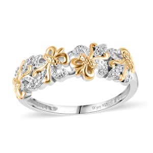 Mother’s Day Gift Diamond Accent Fleur De Lis Ring in 14K YG Over and Sterling Silver (Size 6.0)