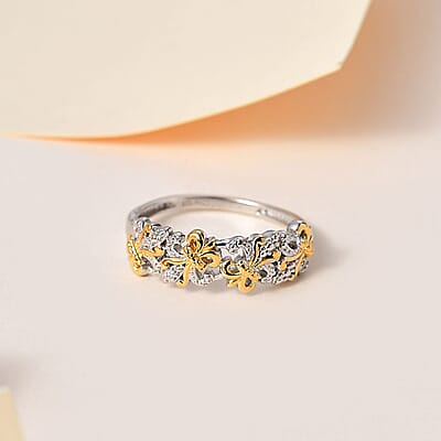 Diamond Accent Fancy Ring in 14K YG Over and Sterling Silver (Size 6.0)