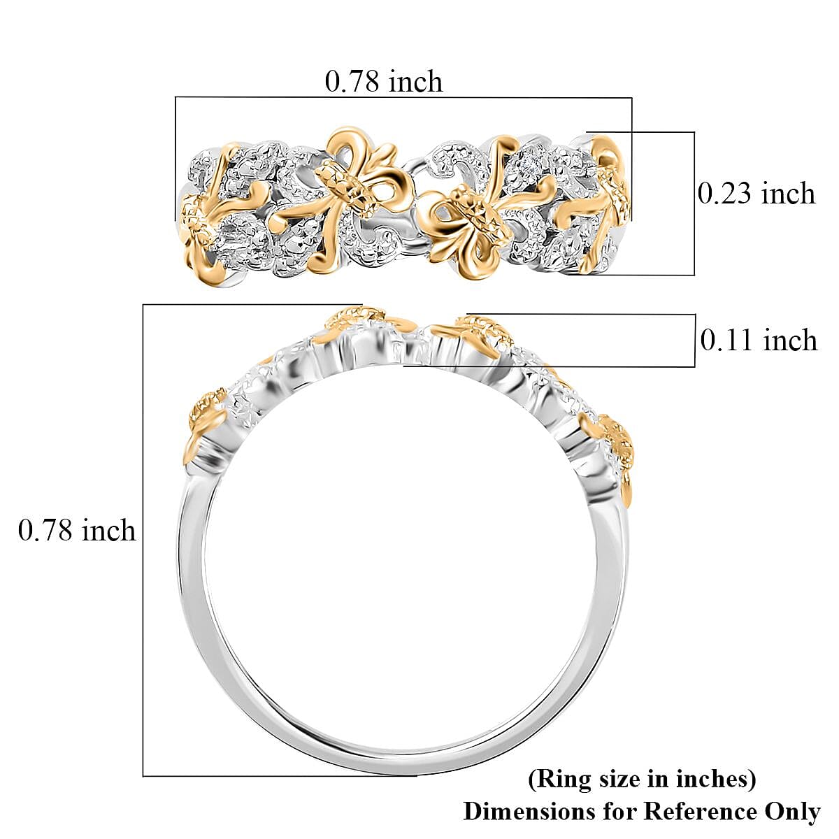 Diamond Accent Fancy Ring in 14K YG Over and Sterling Silver (Size 6.0)