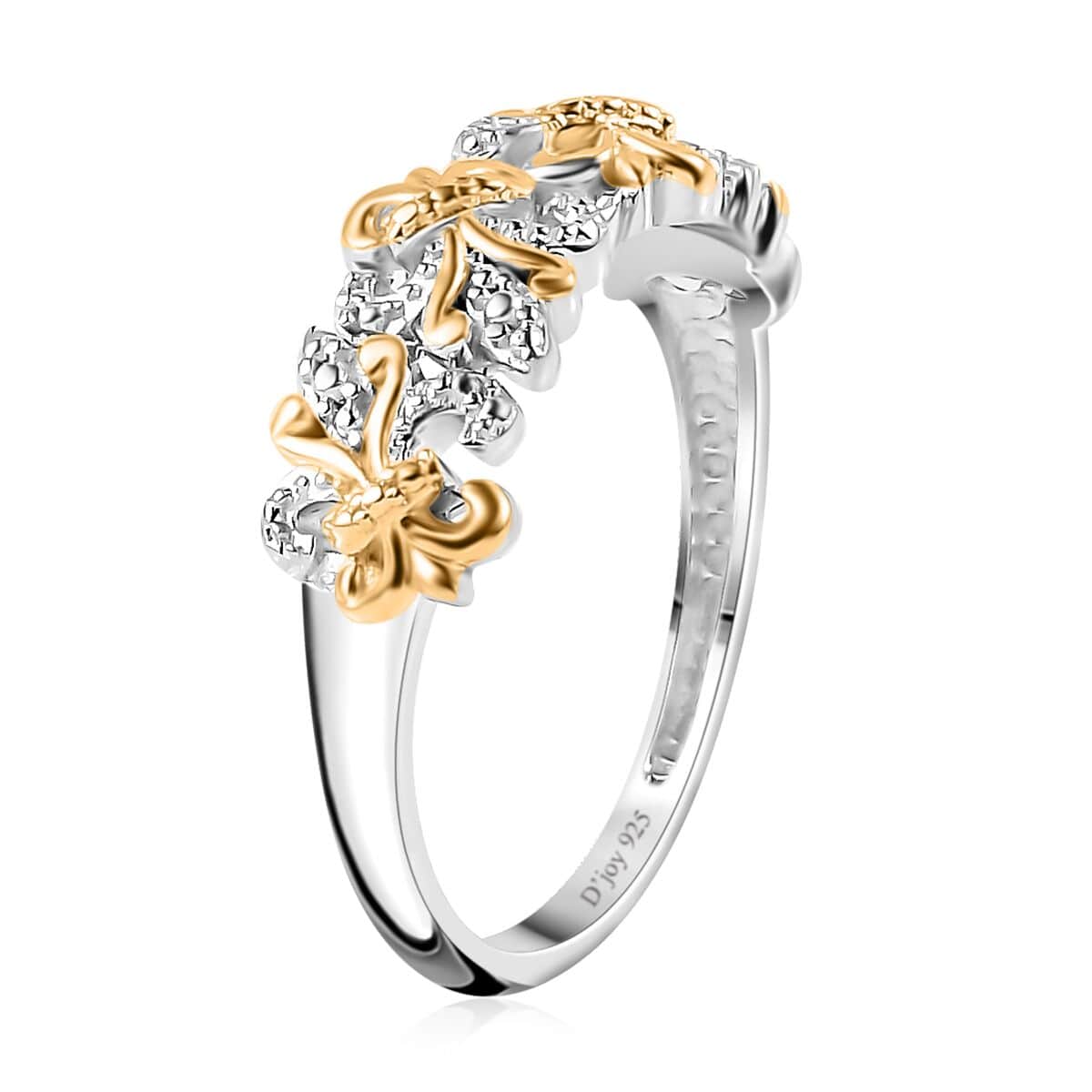 Diamond Accent Fleur De Lis Ring in 14K YG Over and Sterling Silver (Size 8.0) image number 3