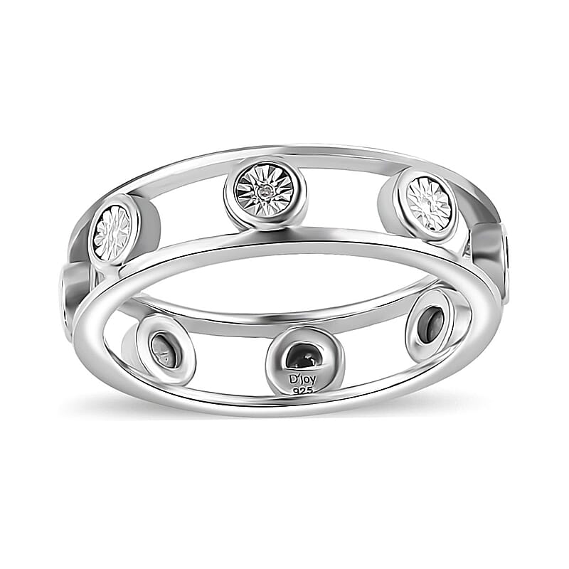 Diamond Accent Band Ring in Platinum Over Sterling Silver (Size 6.0)