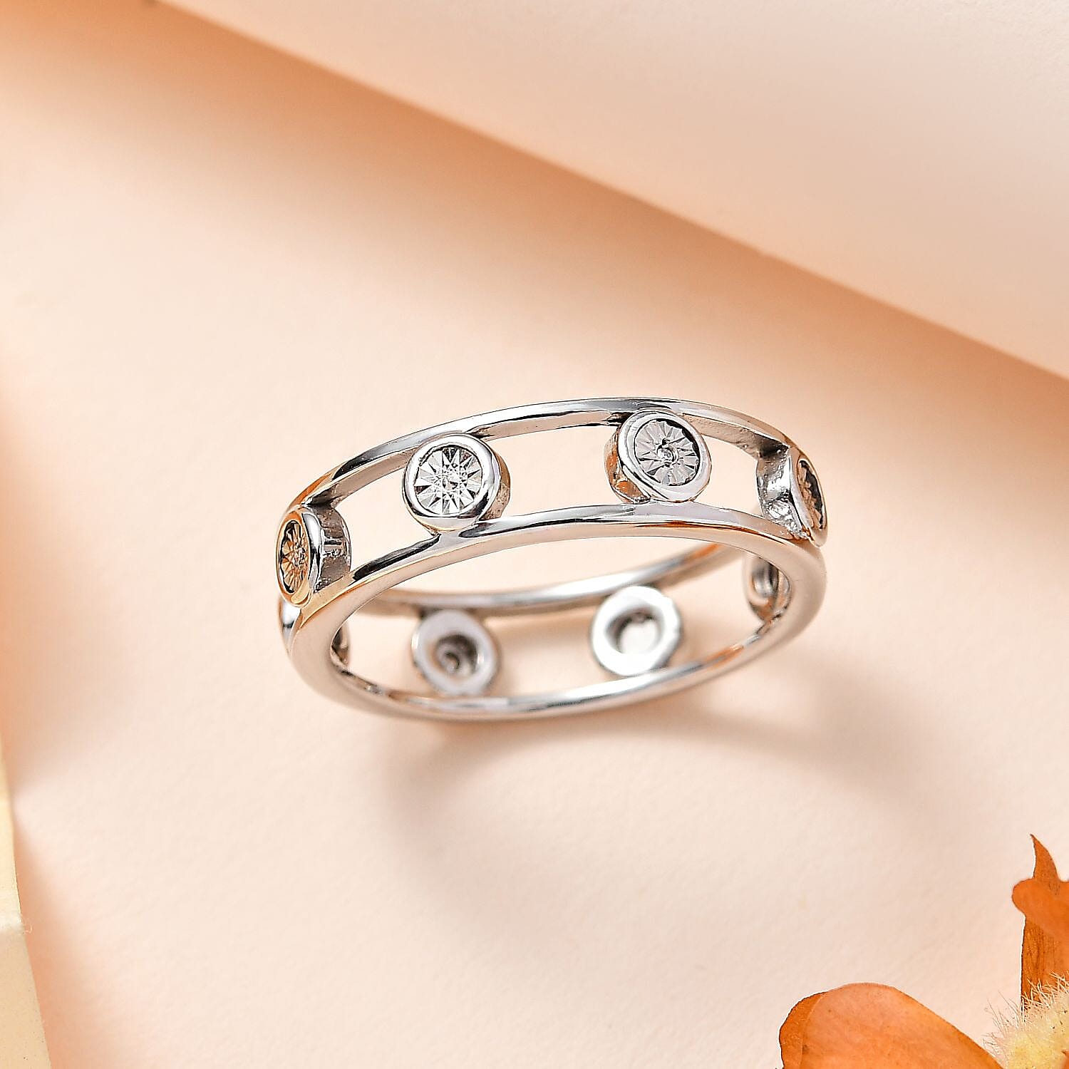 Diamond Accent Band Ring in Platinum Over Sterling Silver (Size 6.0)