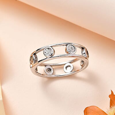 Diamond Accent Band Ring in Platinum Over Sterling Silver (Size 6.0)
