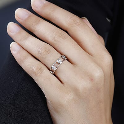 Diamond Accent Band Ring in Platinum Over Sterling Silver (Size 6.0)