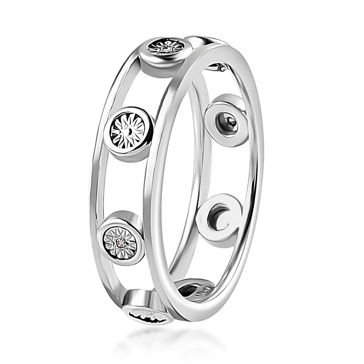 Diamond Accent Band Ring in Platinum Over Sterling Silver (Size 6.0)