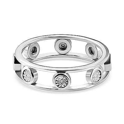 Diamond Accent Band Ring in Platinum Over Sterling Silver (Size 6.0)
