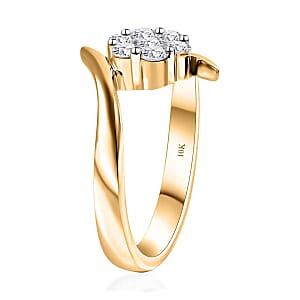 Luxoro G-H I3 Diamond 0.50 ctw Bypass Floral Ring in 10K Yellow Gold (Size 6.0)