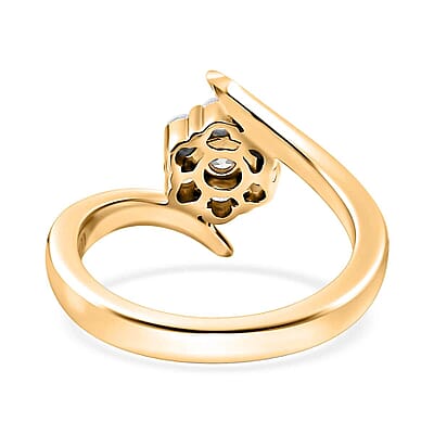 Luxoro G-H I3 Diamond 0.50 ctw Bypass Floral Ring in 10K Yellow Gold (Size 6.0)