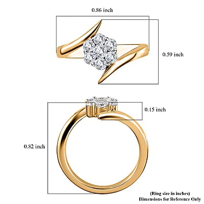 Luxoro G-H I3 Diamond 0.50 ctw Bypass Floral Ring in 10K Yellow Gold (Size 6.0)