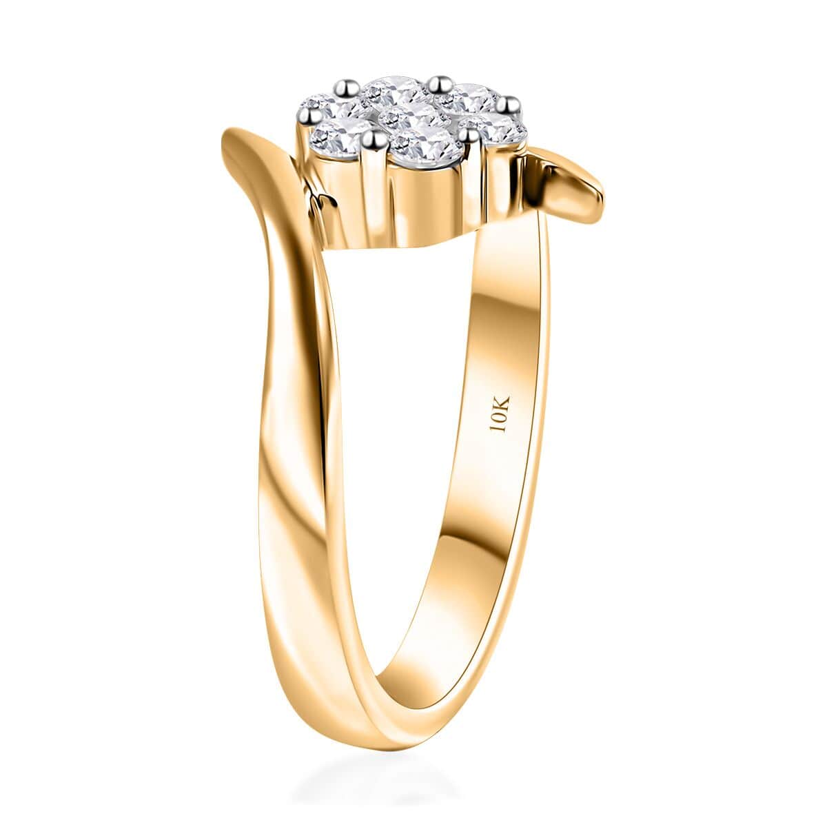 Luxoro 10K Yellow Gold G-H I3 Diamond Bypass Floral Ring (Size 7.0) 0.50 ctw image number 3