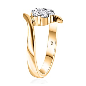 Luxoro G-H I3 Diamond 0.50 ctw Bypass Floral Ring in 10K Yellow Gold (Size 8.0)