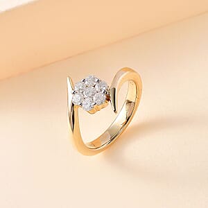Luxoro G-H I3 Diamond 0.50 ctw Bypass Floral Ring in 10K Yellow Gold (Size 9.0)