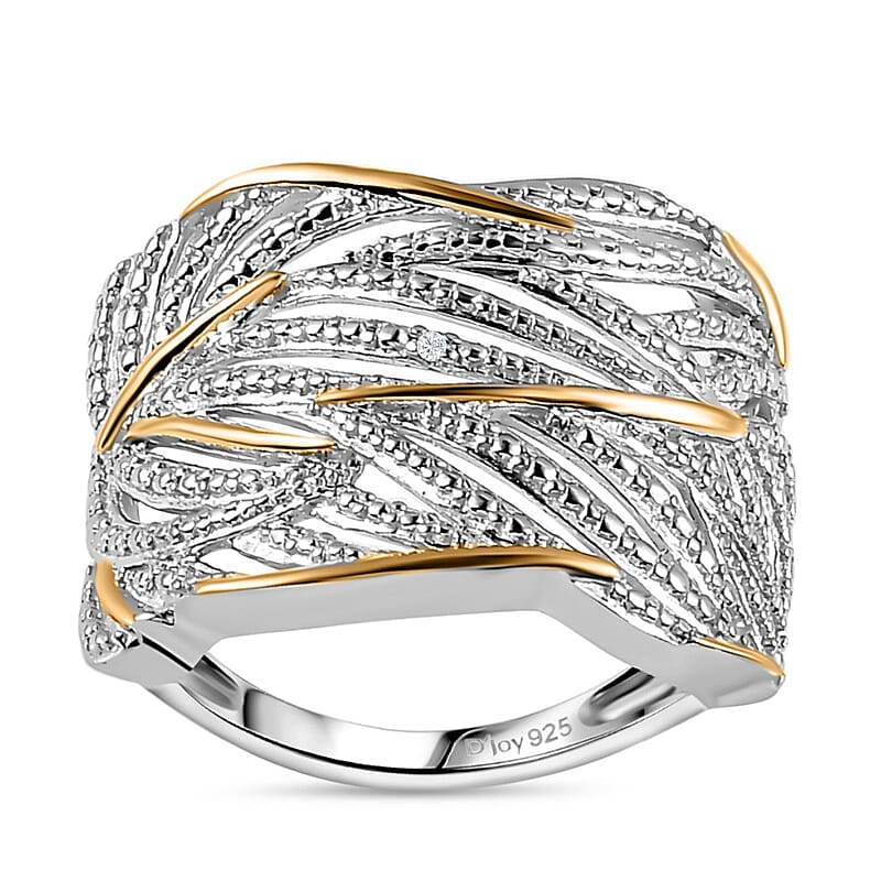 Diamond Accent Ring in Vermeil YG and Platinum Over Sterling Silver (Size 6)