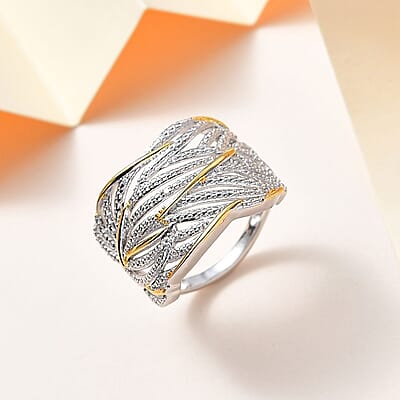 Diamond Accent Ring in Vermeil YG and Platinum Over Sterling Silver (Size 6)