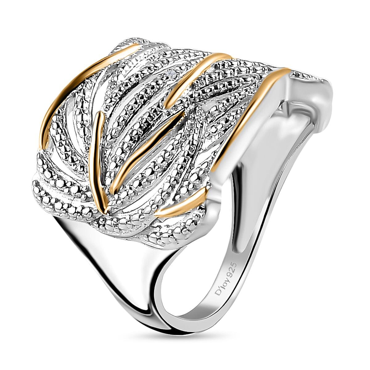 Diamond Accent Ring in Vermeil YG and Platinum Over Sterling Silver (Size 6)