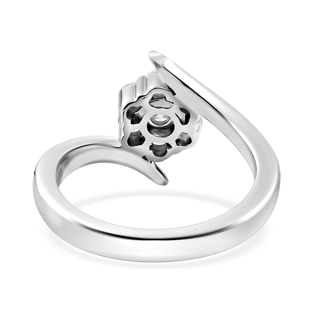 Luxoro 10K White Gold G-H I3 Diamond Bypass Floral Ring (Size 6.0) 0.50 ctw image number 4