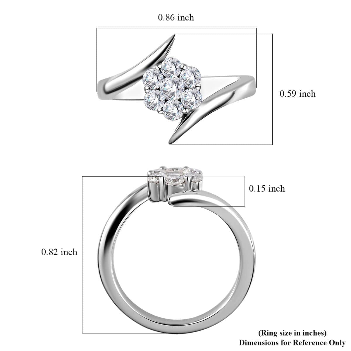 Luxoro 10K White Gold G-H I3 Diamond Bypass Floral Ring (Size 6.0) 0.50 ctw image number 5