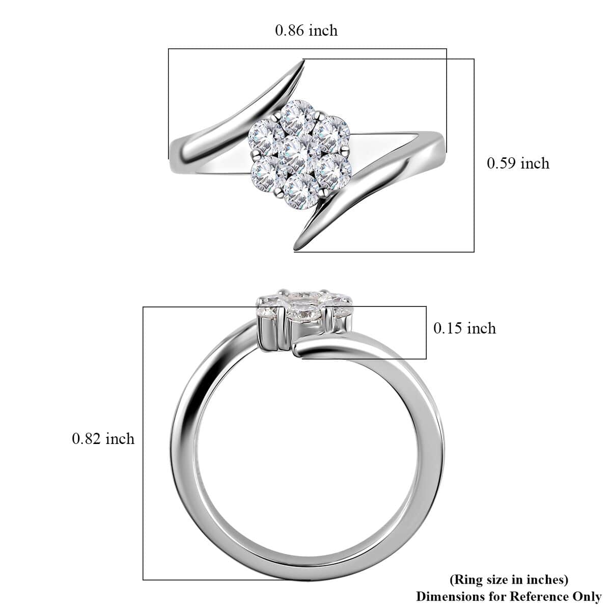 Luxoro 10K White Gold G-H I3 Diamond Bypass Floral Ring (Size 7.0) 0.50 ctw image number 5