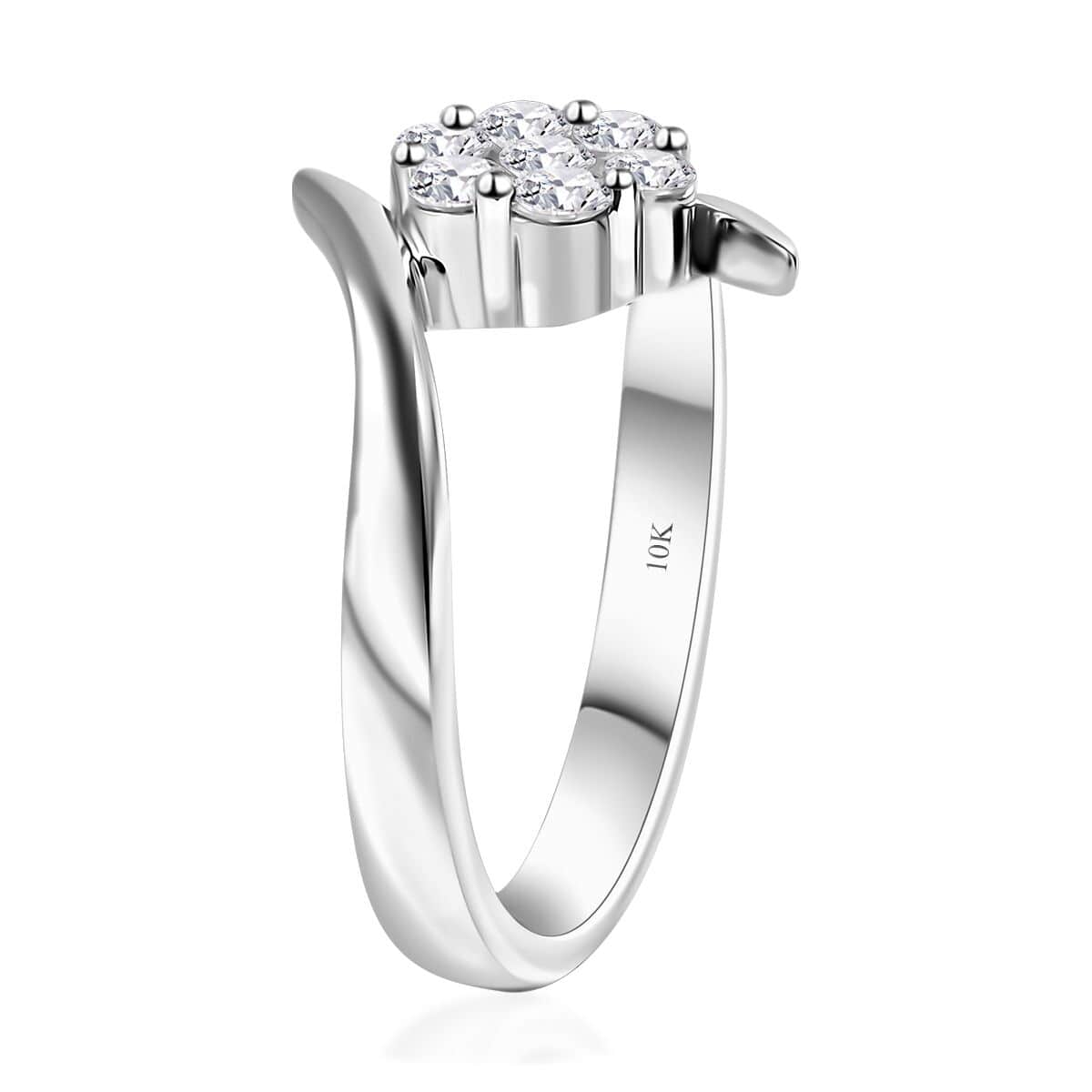 Luxoro 10K White Gold G-H I3 Diamond Bypass Floral Ring (Size 8.0) 0.50 ctw image number 3