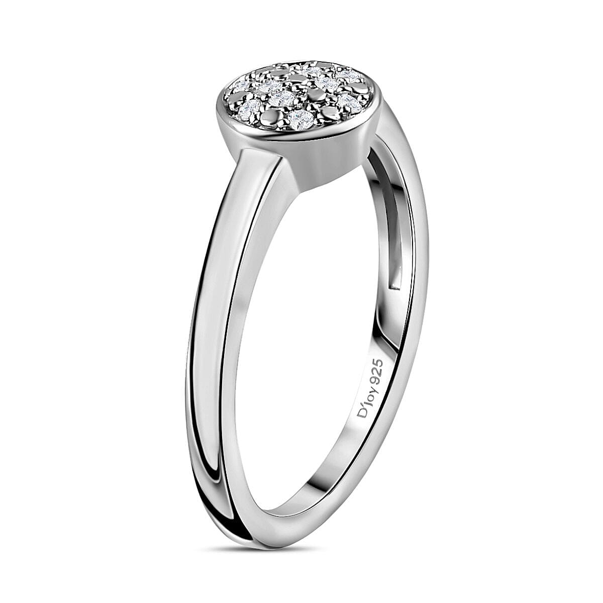 Diamond Ring in Platinum Over Sterling Silver (Size 6.0) 0.06 ctw