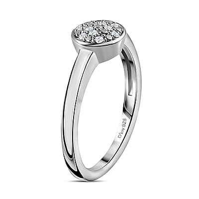 Diamond Ring in Platinum Over Sterling Silver (Size 6.0) 0.06 ctw