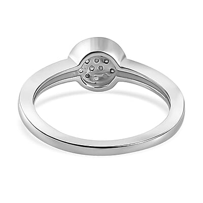 Diamond Ring in Platinum Over Sterling Silver (Size 6.0) 0.06 ctw