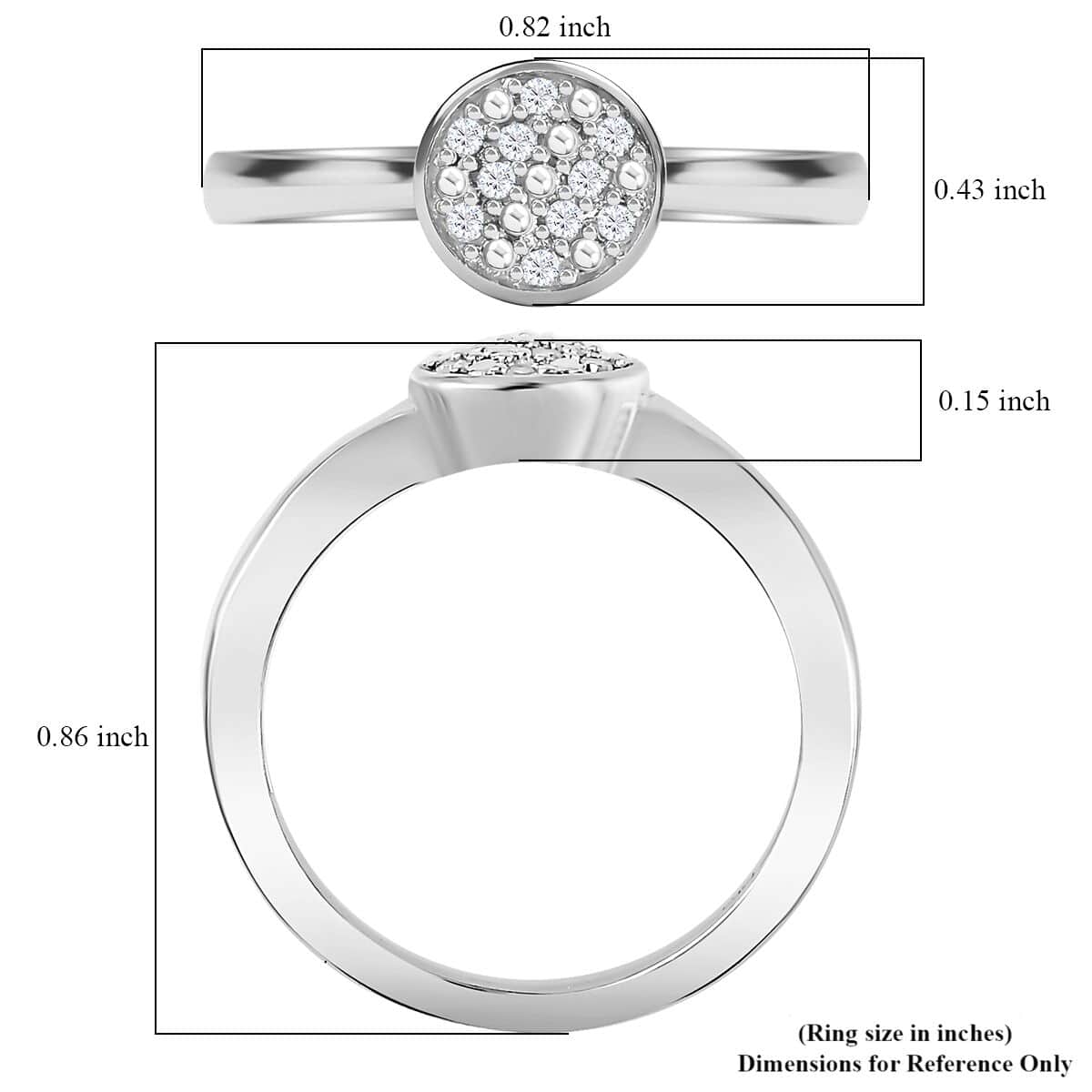 Diamond Ring in Platinum Over Sterling Silver (Size 6.0) 0.06 ctw image number 5