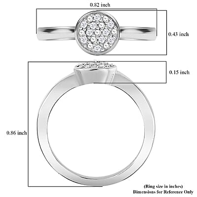Diamond Ring in Platinum Over Sterling Silver (Size 6.0) 0.06 ctw