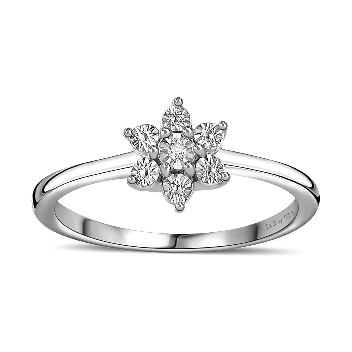 Diamond Accent Star Ring in Platinum Over Sterling Silver (Size 6.0)