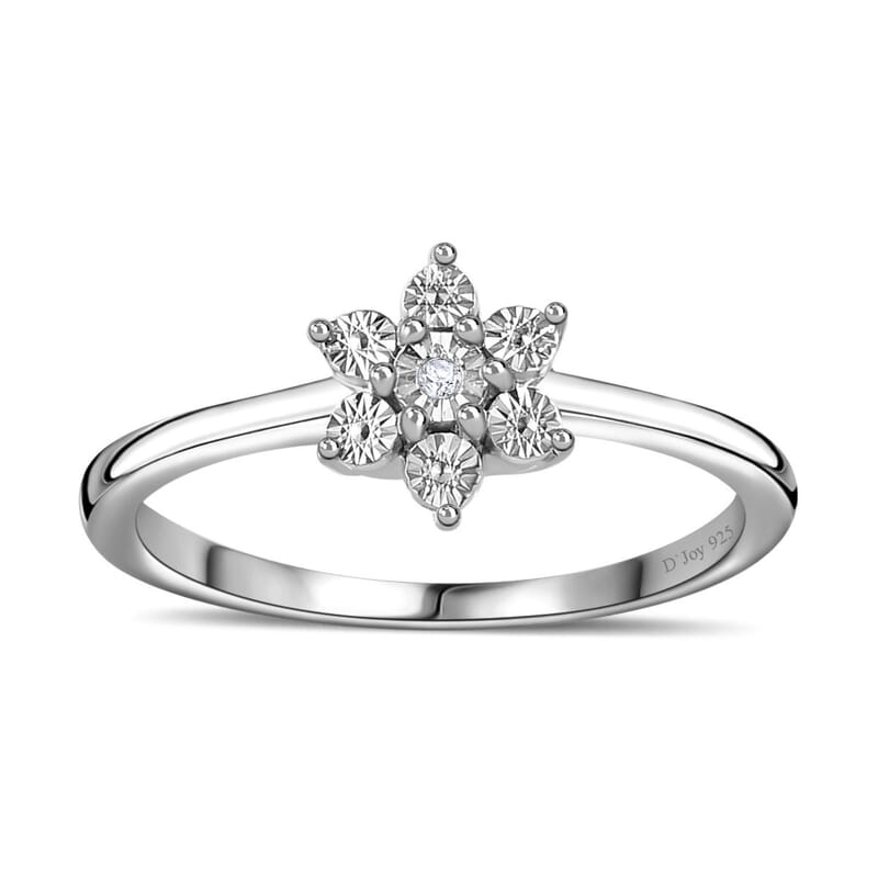 Diamond Accent Star Ring in Platinum Over Sterling Silver (Size 6.0)
