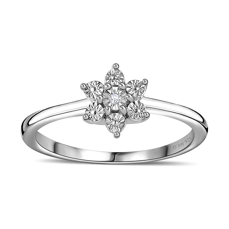 Diamond Accent Star Ring in Platinum Over Sterling Silver (Size 6.0)